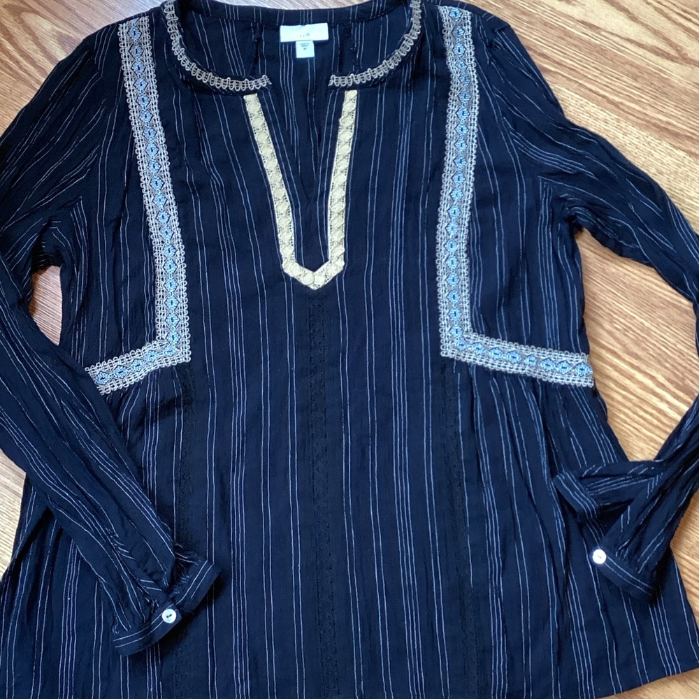 J. Jill Black Tunic with Gold and Blue Detailing